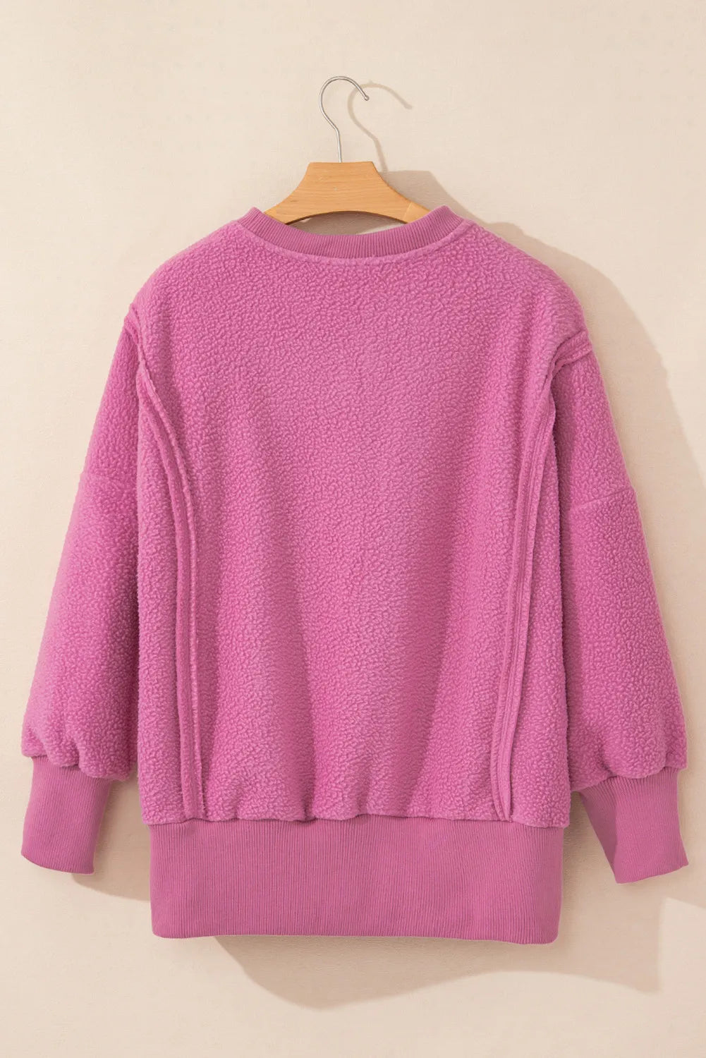Splicing design irregular loose plush hoodie hem women's top