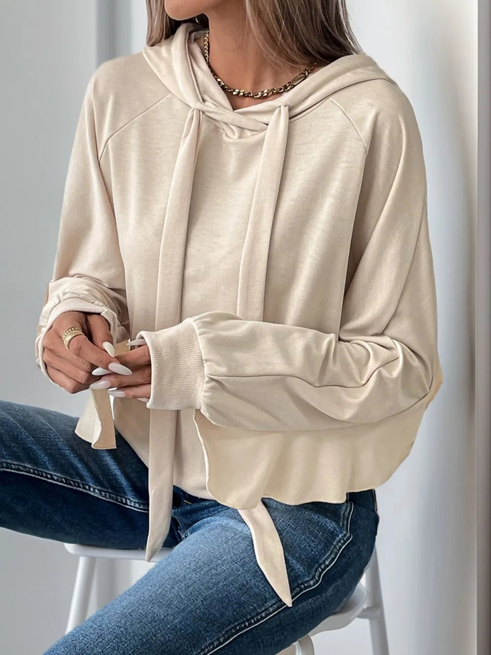 Sports and leisure personalized hooded ruffled