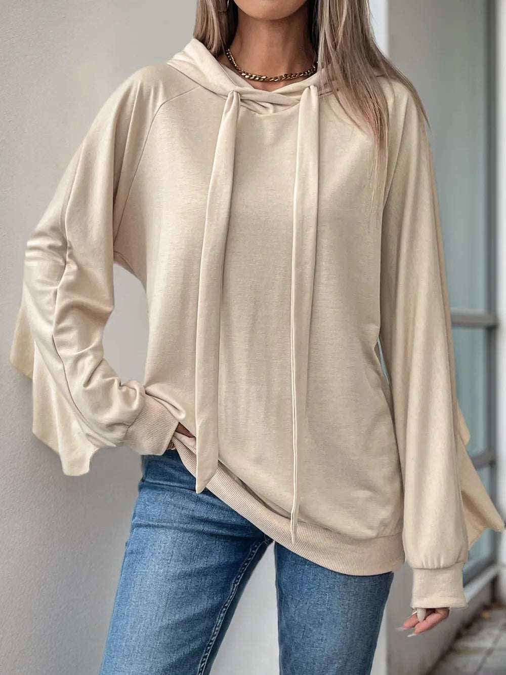 Sports and leisure personalized hooded ruffled